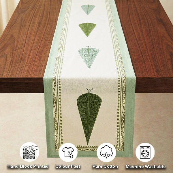 White printed lead motifs Table Runner