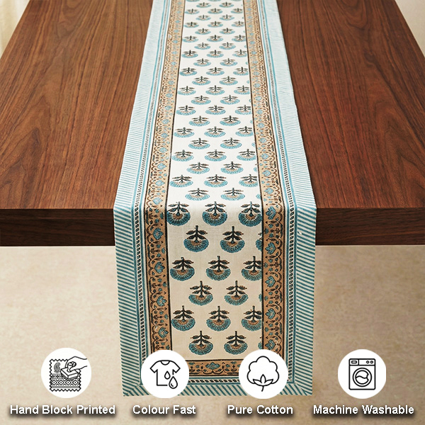 White Abstract Table Runner