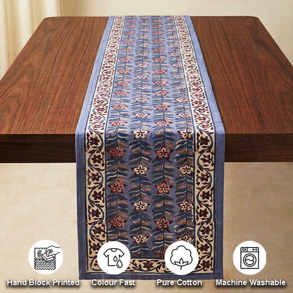 Blue Floral Table Runner