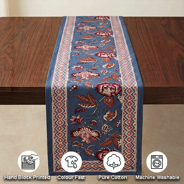 Blue And White Floral Table Runner