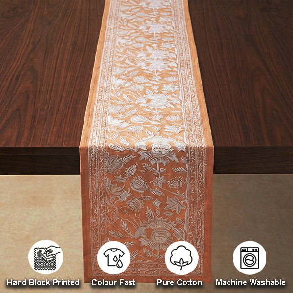 Beige Floral Table Runner