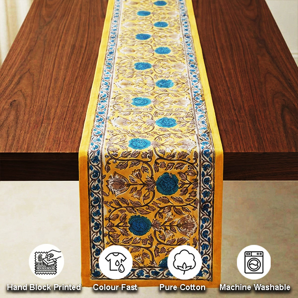 Mustard Yellow Floral Table Runner
