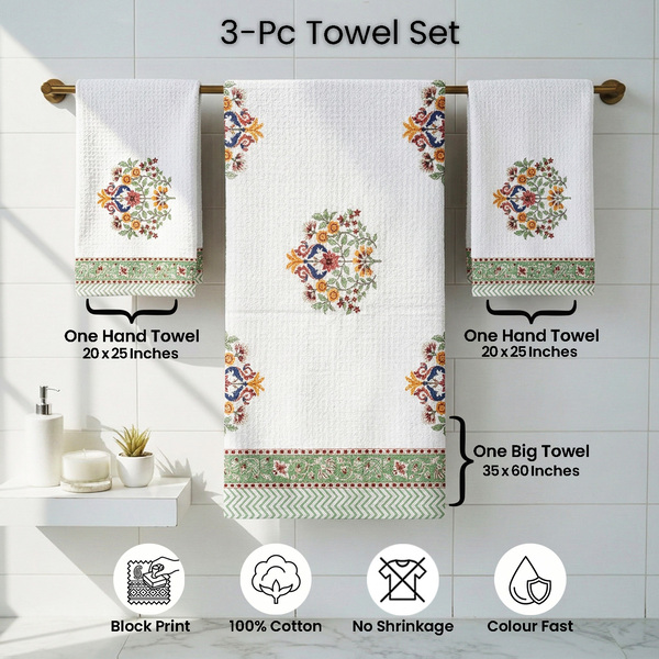 White Floral Towel Sets