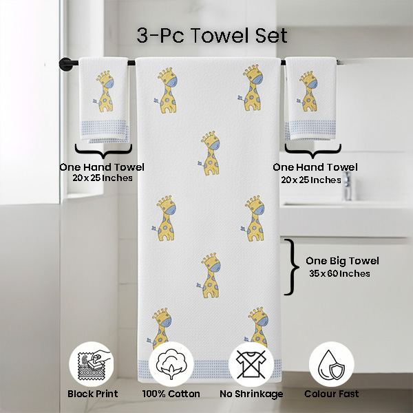 White Cartoon Giraffe Towel Sets