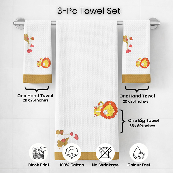 White Cartoon Tiger Towel Sets