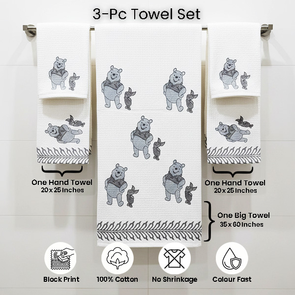 White Cartoon Bear Towel Sets
