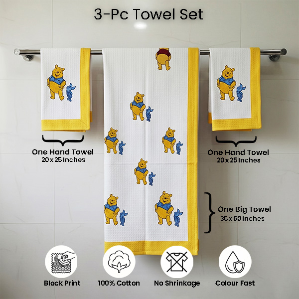 White Cartoon Bear and Donkey Towel Sets