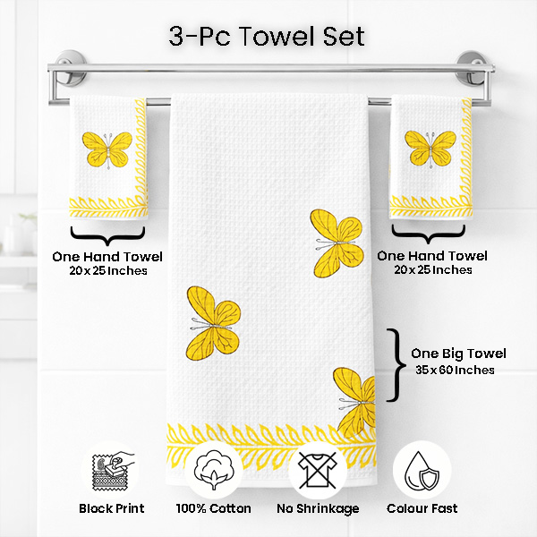 White Butterfly Towel Sets