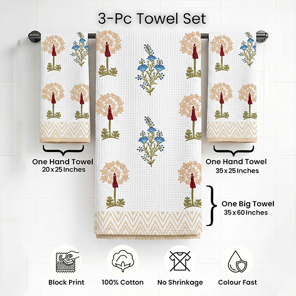 white Floral Towel Sets