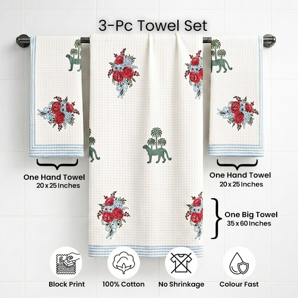 White Red and Blue Towel Sets
