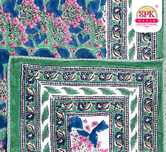 indian traditional dohar spk dezin GREEN AND BLUE, 60X90