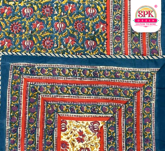 lightweight cotton dohar for summer Blue and Red, 60x90