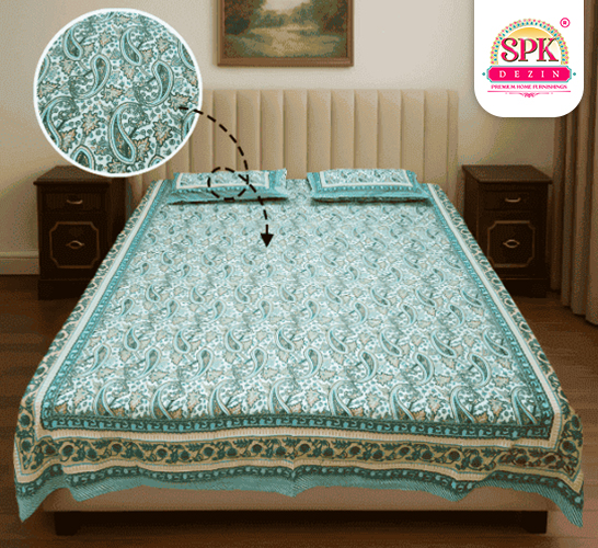 vibrant floral printed cotton bedsheet Brown