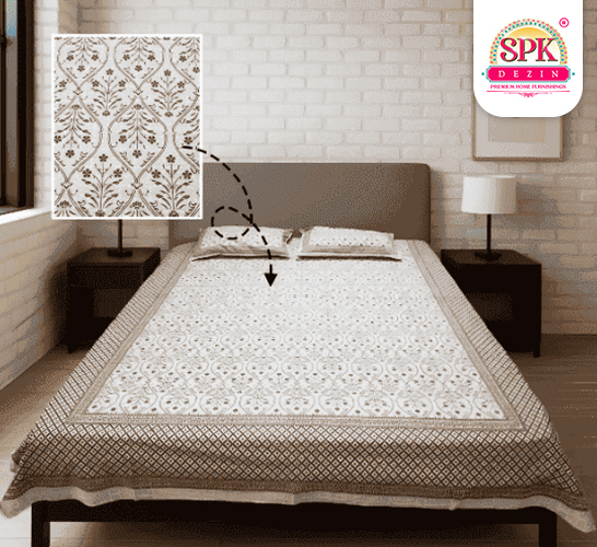 modern screen print bedsheet queen size Brown, Screen