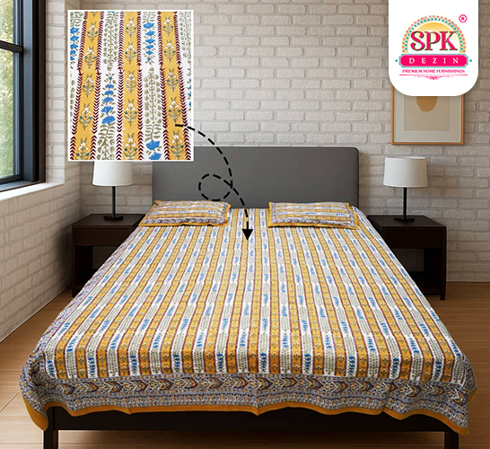 traditional double bed block print sheet