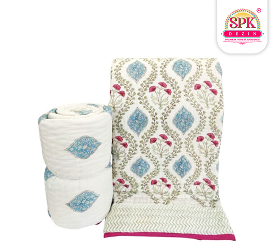 traditional indian quilt blue and white