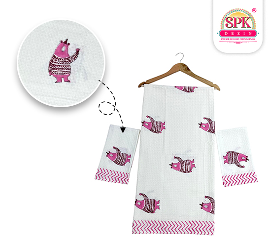 pink bear towel