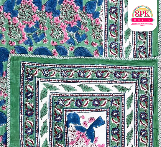 indian traditional dohar spk dezin GREEN AND BLUE, 60X90