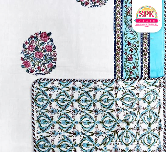 indian traditional dohar spk dezin White and Blue