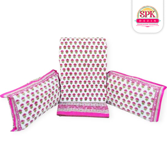 Cotton Comforters White and Pink