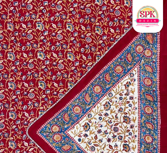indian traditional dohar spk dezin Red, 90x108, Block Print